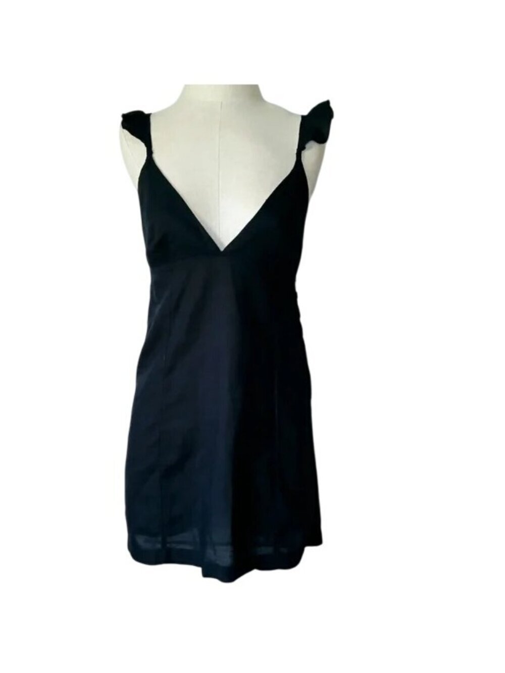 Free People Jose Black Linen Open Back Slip Dress - Picture 4 of 8